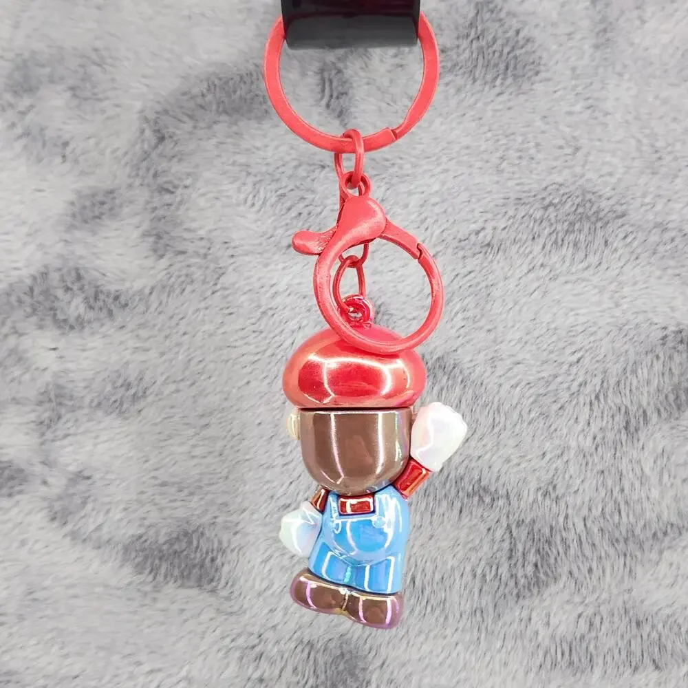 *NEW* Mario! Super Mario 3D Figure Keychain Bag Charm Iridescent Red & Blue